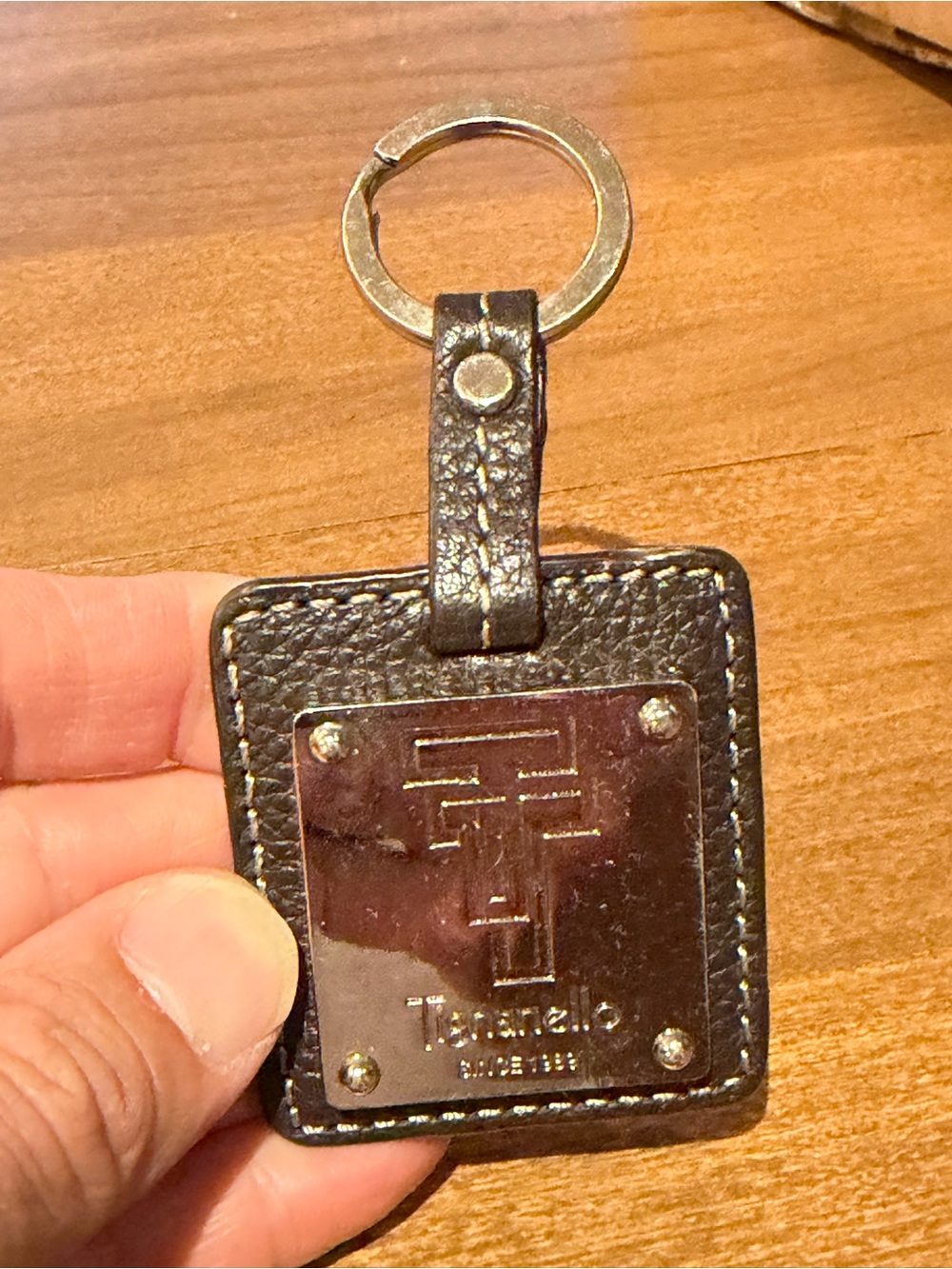 Tignanello Key Ring Keychain Dark Brown Leather